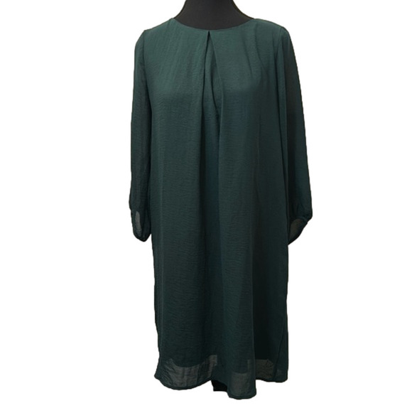 H&M green woman dress perfect for fall 3/4 sleeves size 8 - Picture 2 of 8